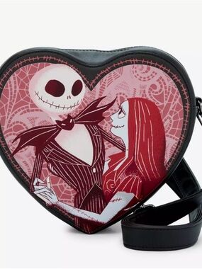 Heart-Shaped  Crossbody Bag with Jack & Sally loungefly